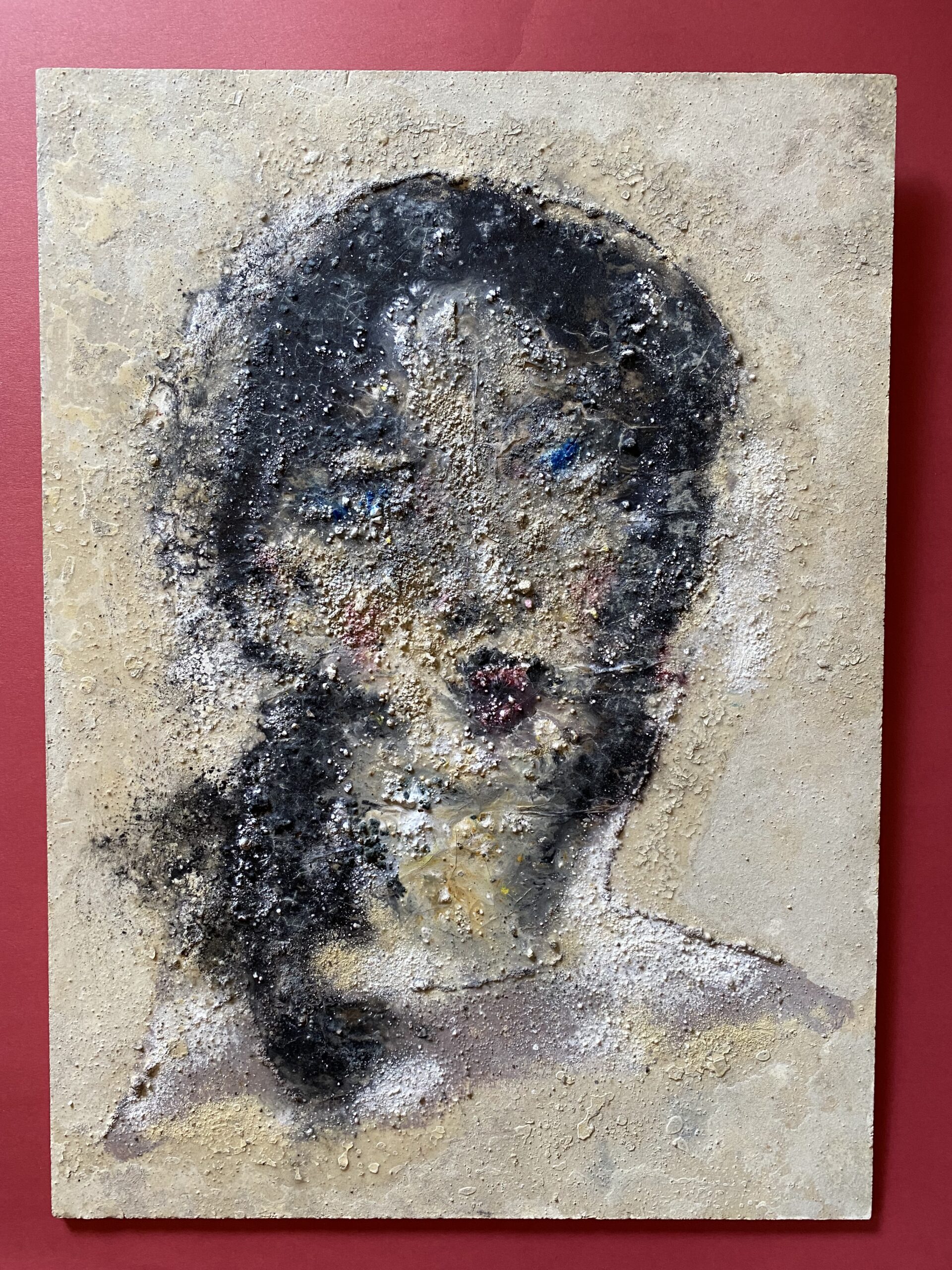 Unusual Textured Abstract Oil Painting on Heavy Fiberboard of a Woman. She has a tag on the back where she sold at Bonham's Auction. Unframed she measures 15.75" x 21.5"~$395